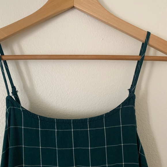 A New Day | Emerald Green and White Autumn Plaid MIDI Tank Top Dress - Picture 3 of 7